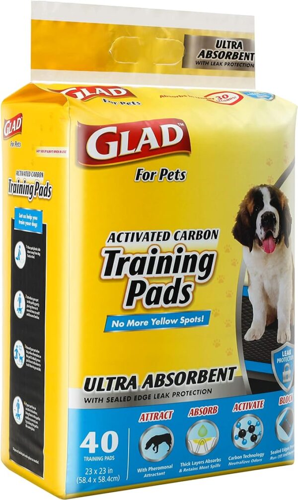 Glad for Pets Heavy Duty Ultra-Absorbent Activated Charcoal Puppy Pads with Leak-Proof edges - Image 3