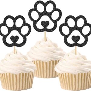 30pcs Glitter Dog Paw Cupcake Toppers Food
