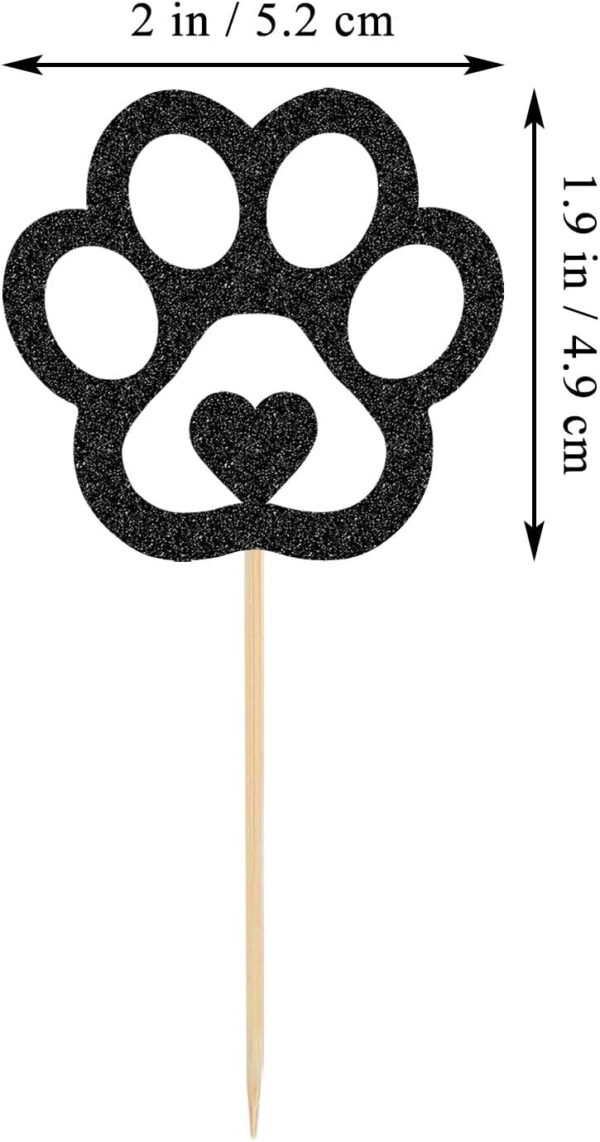 30pcs Glitter Dog Paw Cupcake Toppers Food - Image 2