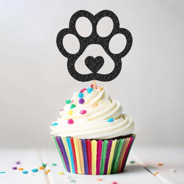30pcs Glitter Dog Paw Cupcake Toppers Food - Image 3