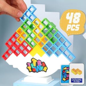 ALKISTA 48 Pcs Tetra Tower Balance Stacking Blocks Game
