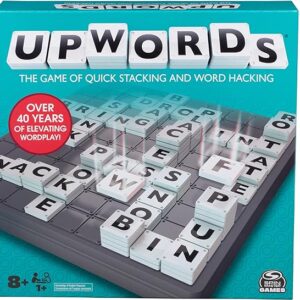 Upwords, Word Game with Stackable Letter Tiles & Rotating Game Board