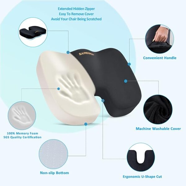 SAIREIDER Seat Cushion and Lumbar Support Pillow - Image 2