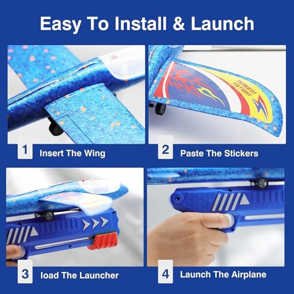 Wesfuner 3 Pack Foam Airplane Launcher Toys - Image 3